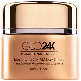 GLO24K Crema de día hidratante con oro de 24 k, antienvejecimiento con vitaminas, ácido hialurónico, colágeno