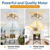 Brushed Nickel Caged Ceiling Fans with Lights and Remote,6 Speeds,12