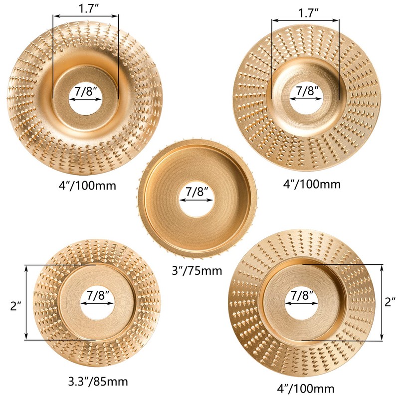 Hedume Set of 5 Wood Carving Disc for 4" or
