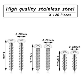 Giegxin 120 Pcs White Head Screws, #8 White Screws Wood Stainless Steel Self Tapping Screw Wood Work for Wall Plates Replacement, 3 Sizes(1/2 Inch, 3/4 Inch, 1 in)