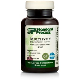 Standard Process Inc. Standard Process Multizyme - Whole Food Pancreas Support, Pancreatin Digestive Enzymes, Digestive Health and Pancreatic Enzymes with Cellulase, Papain, Amylase, Lipase and More - 90 Capsules