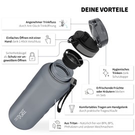 720°DGREE "uberBottle" softTouch Water Bottle 1.5 Litre + Strainer - BPA-Free - XL Water Bottle for Gym, Gym, Workout, Fitness, Sports, Outdoor - Large Sports Bottle Made of Tritan - Lightweight,