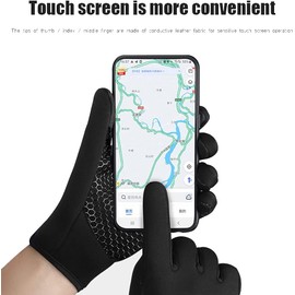Katx Cycling Gloves Touchscreen Thermal Running Gloves Black Winter Gloves Warm Windproof Non-slip Fleece Lining Bike Gloves Warm Gloves for Men Women (L, Black)