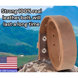 F&L CLASSIC Belt for Buckles 100% Full Grain One Piece Leather Belt, w/Snaps for Interchangeable Buckles,1.25" wide,vintage brown,1043,buff,Size 28
