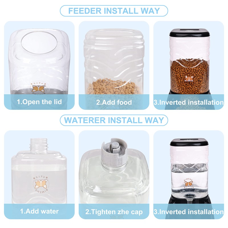 Elevon Automatic Cat Feeder, Gravity Food and Water Dispenser Bowl
