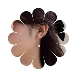 Aneneiceera Vintage Pearl Stud Earrings Gold Pearl Earrings Slim Metal Chain Earrings Long Slim Chain Tassel Earrings Jewellery for Women and Girls (Pearl), Zinc