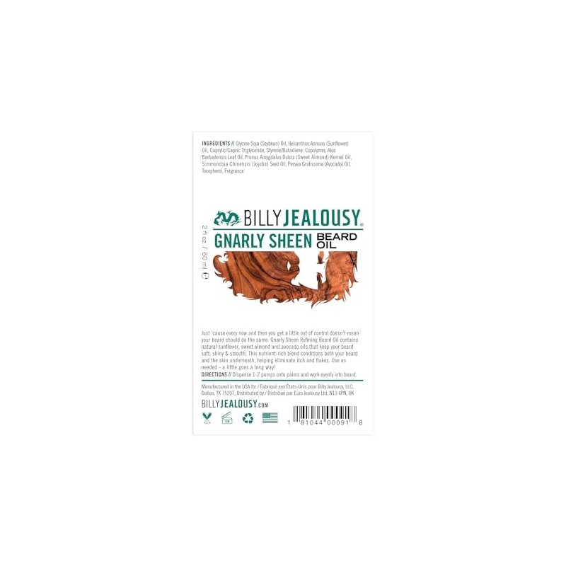Billy Jealousy Gnarly Sheen Refining Beard Oil, 2 fl. oz.