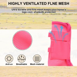 Leberna Horse Fly Boots Set of 4 - Breathable Comfy Mesh Horse Leggings Reduce Stomping, Hoof Stress, and Leg Fatigue (Pink, Cob)