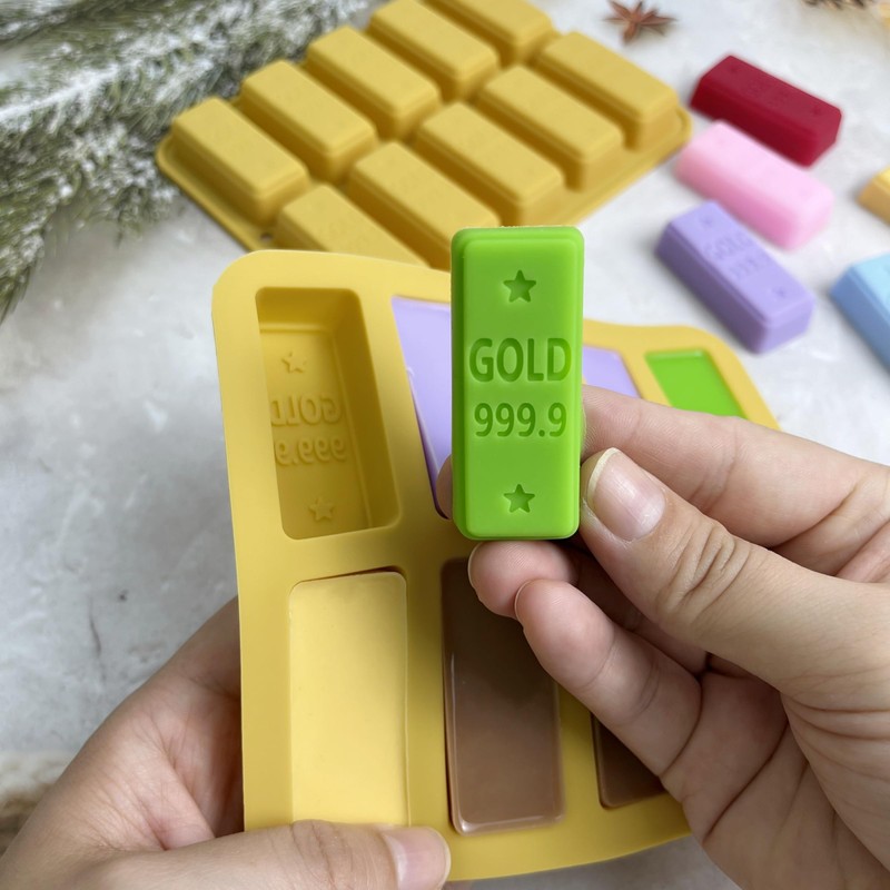 Gold Bar Silicone Mold, 10-Cavity Design, 2-Pack Baking Molds for