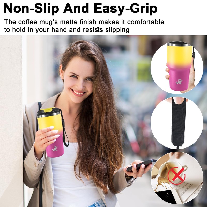 Mujigaga Tazza da Viaggio 0.6 Litri con Isolamento, Bicchiere Termico