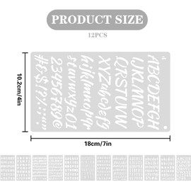 12 Pcs Alphabet & Number Letter Stencils Set – Reusable Stencil Templates for Crafts, Painting & DIY Projects – Durable Plastic Stencils for Card Making