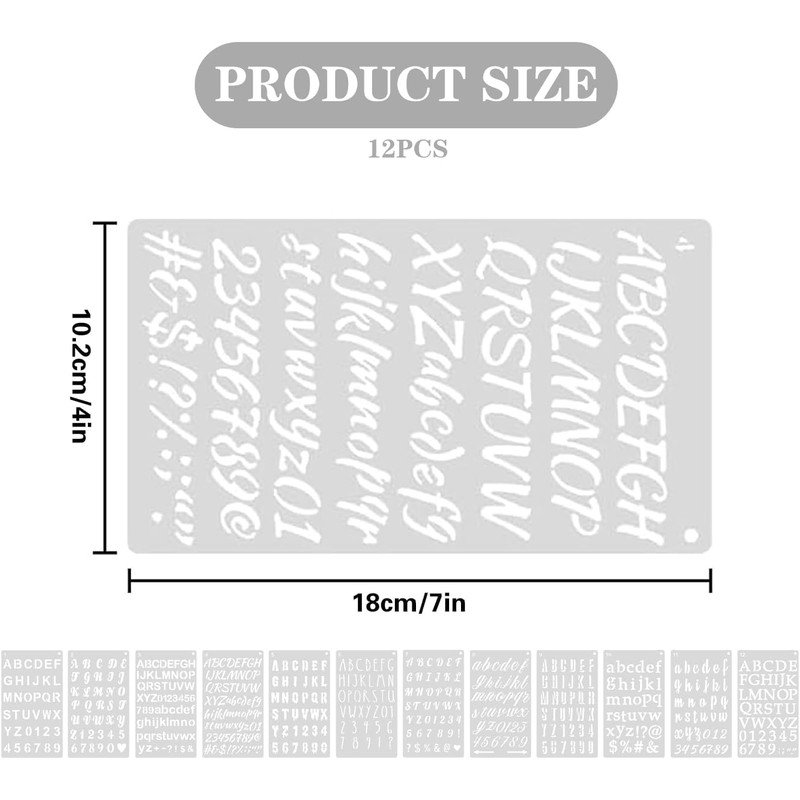 12 Pcs Alphabet & Number Letter Stencils Set – Reusable