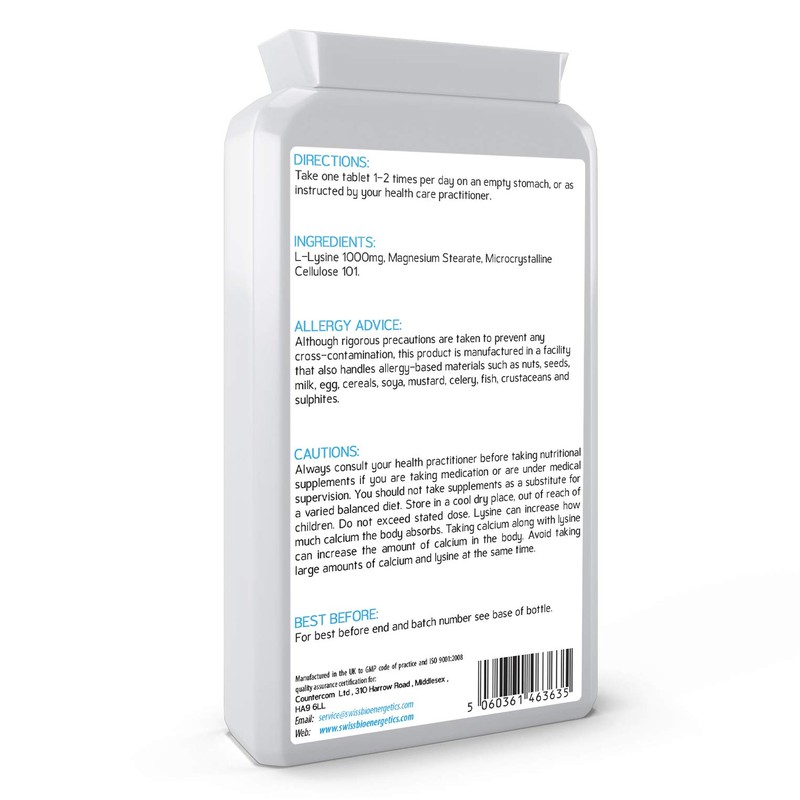 L-Lysine Tablets 1,000mg 90 Tablets - High Strength Essential Amino