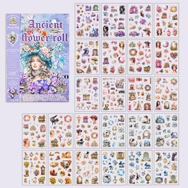 Vintage Washi Sticker Book – 24 Sheets of 450+ Aesthetic Stickers for Scrapbooking, Junk Journals, and DIY Crafts for Adults & Teens