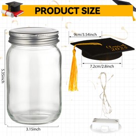 8 Set Graduation Table Decor Set Graduation Jar Decorations with LED Lights Class of 2025 Gifts Ideal Graduations Gifts Hats Stickers LED String Light for High School College