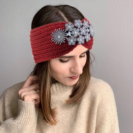 Oumeiliang Diamond Knit Crisscross Wool Sports Headband One Size/22 Silver Gray 5ea