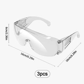 AWAVM 3 Pcs Anti-scratch Protective Glasses Eye Protective Safety Goggles Adult UV Protection Safety Goggles over Glasses for Construction, Chemicals, Laboratory