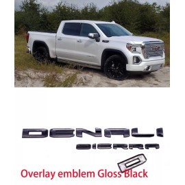 Auto-Emblem Rear DENALI SIERRA Overlay Emblems For Sierra 1500 2019-2024 Gloss Black