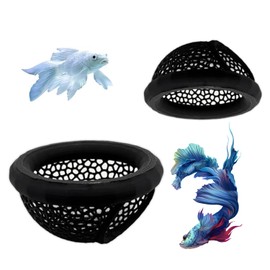 JINJUMEI 2PCS Floating Betta Hammock & Shrimp Shelter, Beta Fish Tank Decor, Aquarium Beta Hideout, 3D Printed Aquarium Decor with Feeding Ring, Safe Resting Spot for Betta Fish, Shrimp and Small Fish