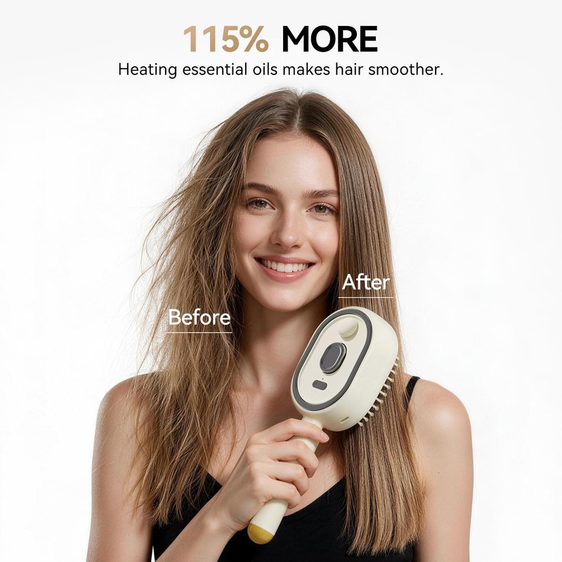 Electric Spray Air Cushion Massage Comb & Hair Steamer, Self-Cleaning