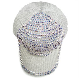 Natalie Mills Bling Baseball Hat with Rhinestones! Baseball Cap! Women's Baseball Hat! Rhinestone Hat! White