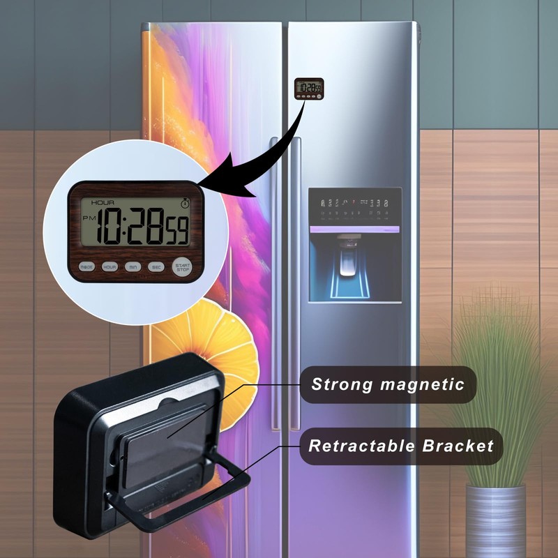 Taikemeti Countdown Count Up Timer,Kitchen Timer,Magnetic Digital Stopwatch Clock with