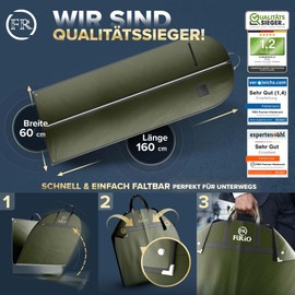 FiRiO® 1 x Premium Garment Bag Long 160 cm - 50% Thicker Material - Foldable Garment Bag Travel Bag - Business Suit Bag - Breathable Garment Cover for Travel & Storage