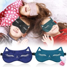 Keeshibao 2-Pack Eye Masks for Sleep, Kids Eyes Sleep Mask Eye Covers for Sleeping, Cute Sleeping Mask for Women Girls, Night Eyeshade Covers for Travel Nap Airplane(Royal Blue, Dark Green)