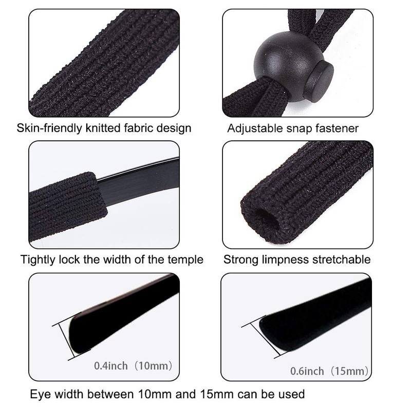 SHINKODA Sunglasses Strap Adjustable Standard End Rope Eyewear Retainer, Pack