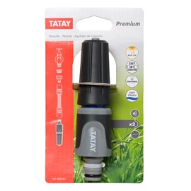 TATAY 0080401 Premium Nozzle for Hose, Universal Connector, 2 Positions, Solar Protection, Easy Installation, Grey-Black