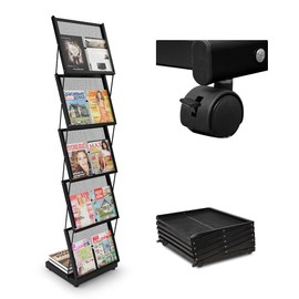 Kroey brochure display stand&Foldable Magazine Rack with 5 Pockets for Exhibition and Trade Show (17.7'X14.5'X63')
