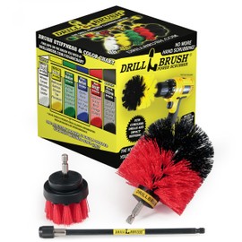 Heavy Duty Stiff Power Scrub Brush Kit with Sleeved Extension by Drillbrush