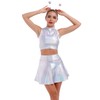 Alien Costume Women's Sexy Metallic Glitter Crop Top + Mini
