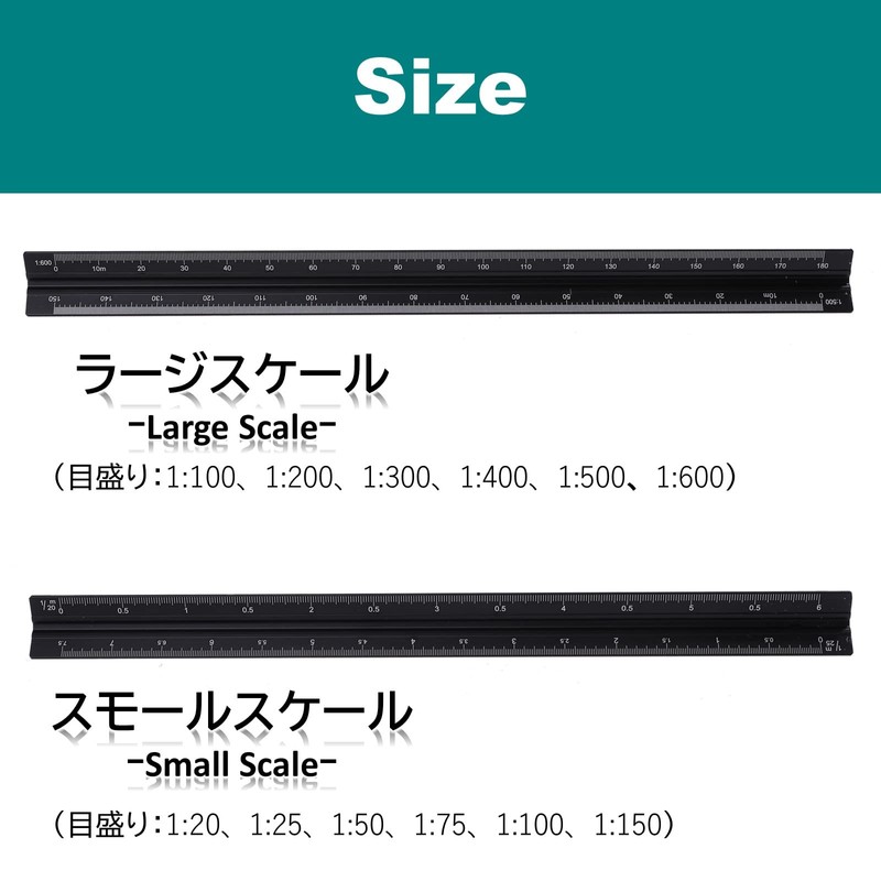 Lubonarie Triangular Scale Reduced Copy Triangle Ruler Aluminum Ruler Scale
