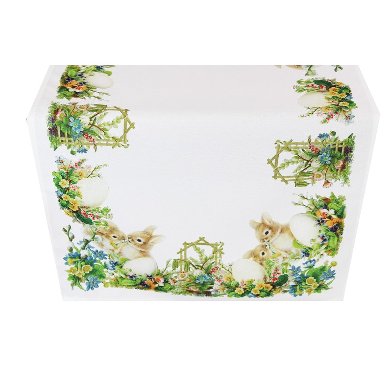 KAMACA Table Runner Spring Easter Flowers Rabbit Decor Easter Bunny