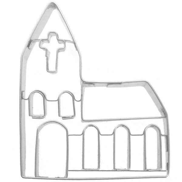 Nagao Cookie Cutter, Church, Silver, 2.2 x 2.7 x 0.8