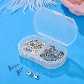 100pcs Hypoallergenic Stainless Steel Earrings Posts Flat Pad Blank Earring Pin Studs with Butterfly Earring Backs for Jewelry Making Findings (4mm)