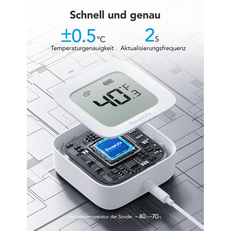 GoveeLife WLAN Fridge Thermometer Digital with Alarm, Wireless Wireless Freezer