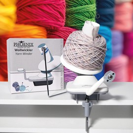 Phönix Wollwickler mit Fadenführung – Garnwickler für Tische bis 5 cm – Geräuscharm, Platzsparend & Einfach zu Bedienen – Dieser Wollknäuel-Wickler für alle Garntypen ist das perfekte Strickzubehör