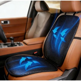 acdiac Summer Cool 3D Air Mesh Breathable Vented Car Seat Cushion Pad Set,Universal Auto Back Cooling Ventilated Seat Cover for Car SUV Truck Van Pickup (Black, 1 Pack seat pad +1 Pack Back Cushion)