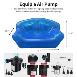 KAERMU Inflatable Deck Chair, Lounger Sofa for Indoor Living Room Bedroom, Outdoor Travel Camping Picnic Beach (Blue)