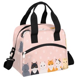 Animal Cat Paw Print Insulated Lunch Bag for Women/Men Kids Lunch Box with Adjustable & Removable Shoulder Strap Cooler Bag for Boys Girls Reusable Tote Lunch Box for School Work Picnic Office