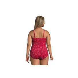 Lands' End Womens Chlorine Resistant Sweetheart One Piece Swimsuit Control Compass Red Multi Stars Plus 26w