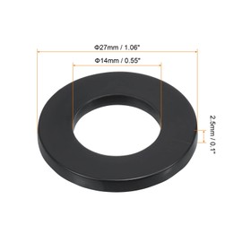 TOP-VIGOR 12Pcs Black Nylon Flat Washers, M14 x 27mm x 2.5mm Insulating Round Seal Spacer Tap Sealing O Ring Gasket for Faucet Pipe Water Hose