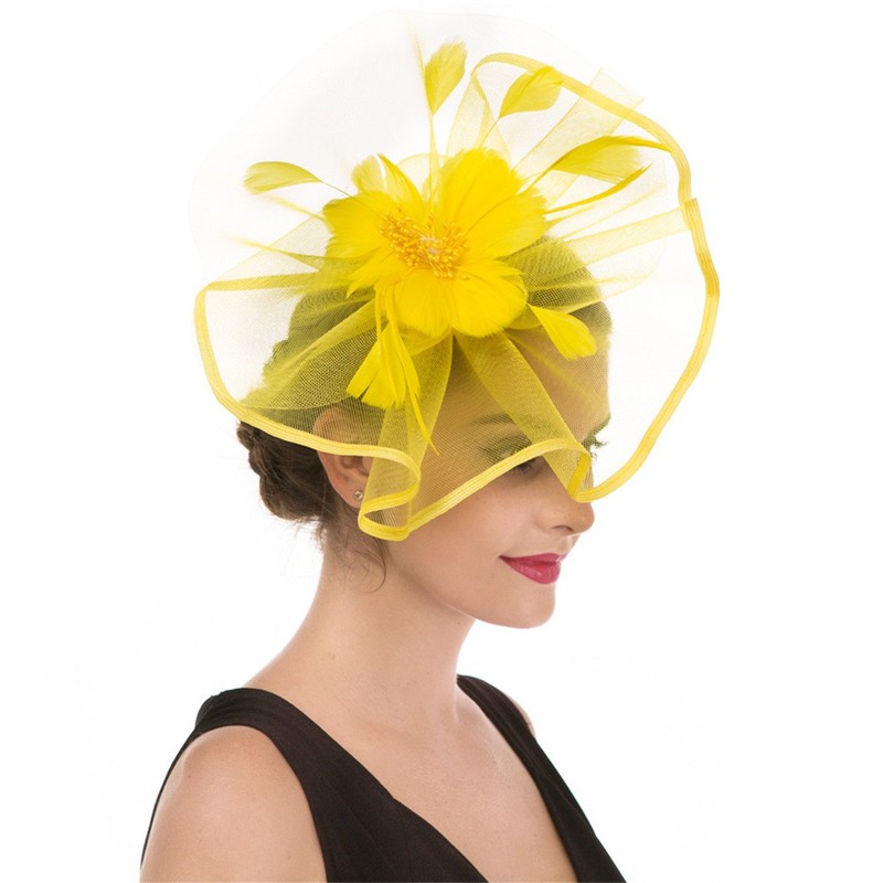 SAFERIN Fascinator Hat Feather Mesh Net Veil Cocktail Tea Party