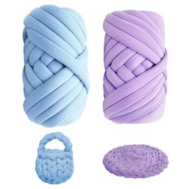 Pack of 2 Arm Knitting Wool, 500 g/25 m, Chunky Wool for Hand Knitting, 2 Colours, XXL Chunky Yarn, Wool, Thick Tubular Yarn, DIY Yarn, Knitting Wool, Hand Knitting Yarn for Bags, Blankets, Bag, DIY