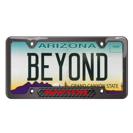 iPick Image Made for Ford F-150 Raptor in Red Real Carbon Fiber Insert Gunmetal Chrome Stainless Steel License Plate Frame