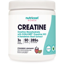 Nutricost Creatine Monohydrate Powder for Women, Micronized, Strawberry Lemonade, 50 Servings - Vegetarian, Non-GMO, Gluten Free