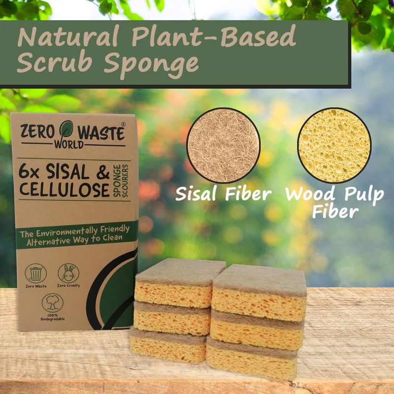 ZERO WASTE WORLD Natural sponge -eco friendly washing up sponges,