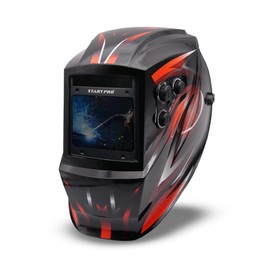 StartPro Large Viewing Welding Helmet, True Color, Wide Shade Range DIN 4/5-9/9-13, Auto Darkening in 1/25000s, 4 Arc Sensors, TIG, STIK, MIG, CUT, SAW, Plasma, Grinding mode